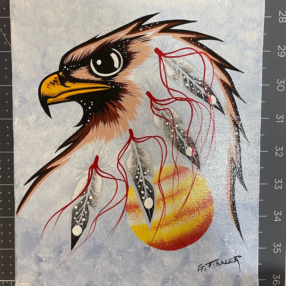 Rare Gordon Fiddler Hawk Eye original Painting Small  Aboriginal art